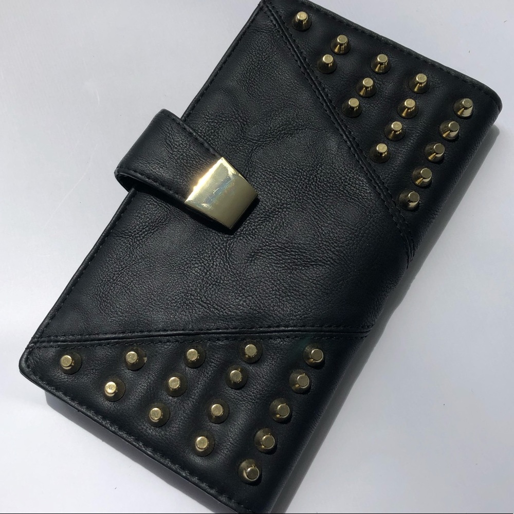 Nine West gold studded black clutch
